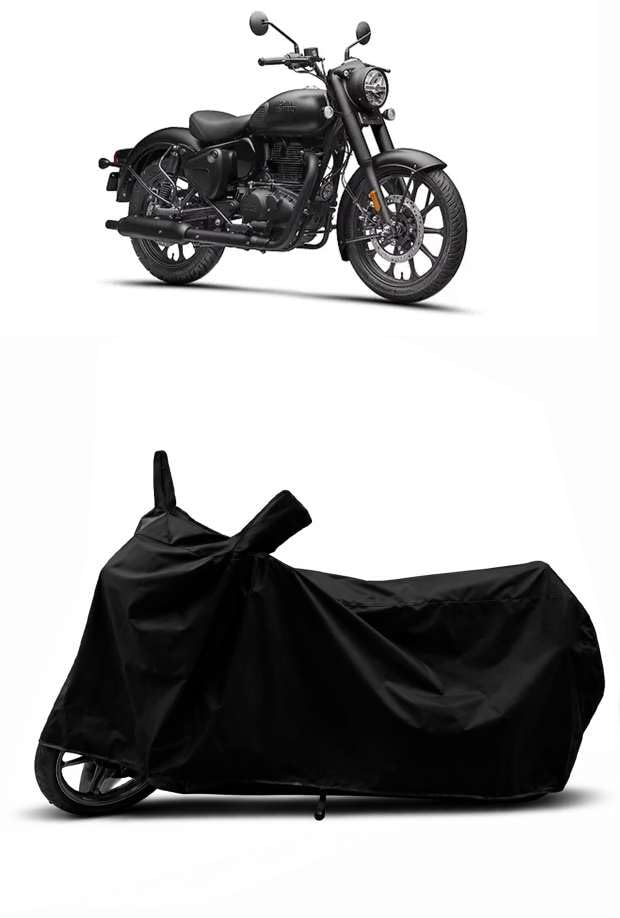 Image of Heavy Duty Waterproof Scooty & Bike Cover for Royal Enfeild Classic 350 - UV Resistant, Dustproof & Rain Protection, All-Weather Outdoor Cover for Bikes & Scooty with Buckle Straps