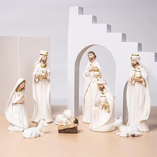 Xflyxin Nativity Sets For Christmas Indoor,9-Piece Set,Sculpted Hand-Painted Nativity Figures,Holiday Decoration #TOP1