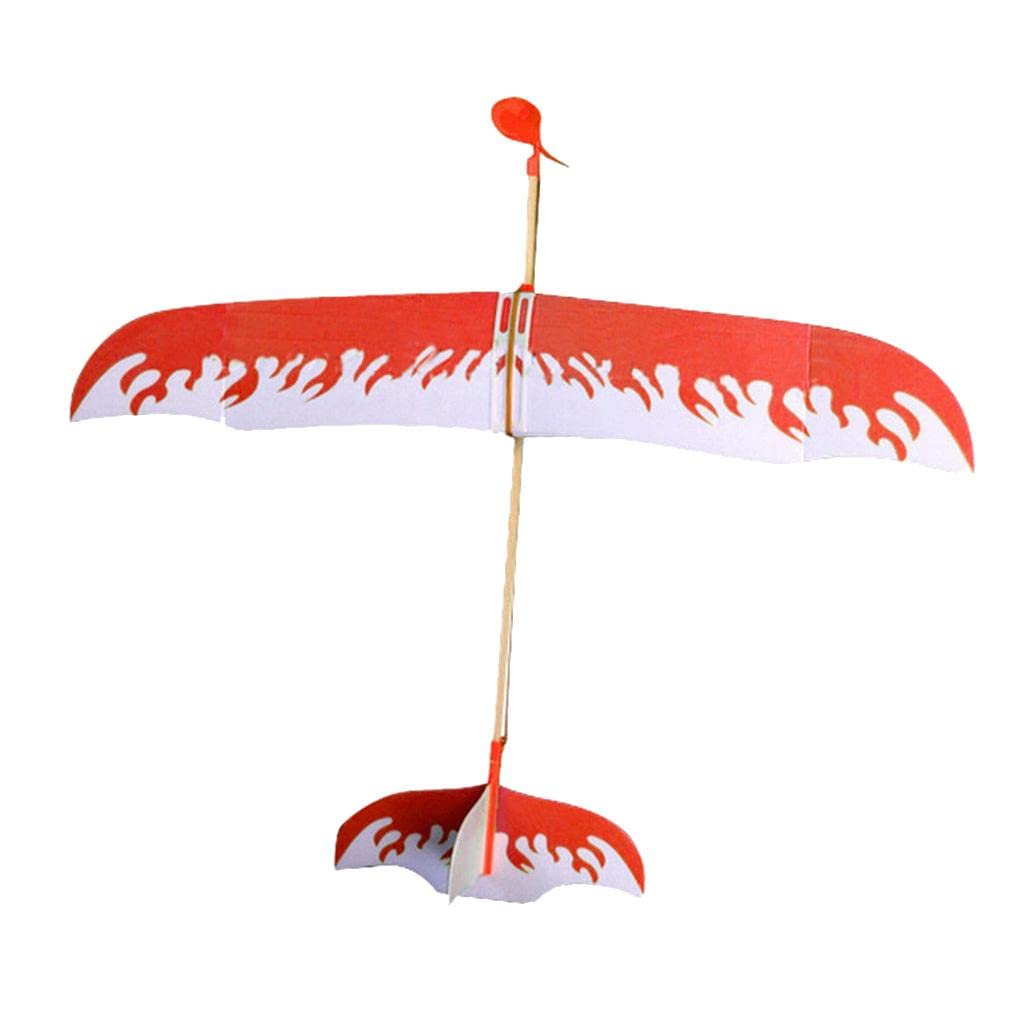 MYADDICTION DIY Assembly Airplane Aircraft Model Launched Powered by Rubber Band Red | Art Craft-image-19