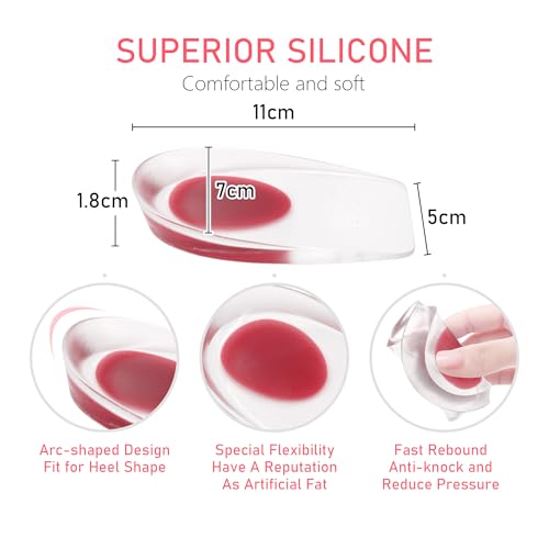 Image of Heel Cups for Heel Pain Relief, 3 Pairs Shock Absorbing Silicone Gel Heel Pads for Plantar Fasciitis, Non-Slip Heel Cushions Insert for Women, Support for Boots Sneakers Dress Shoes