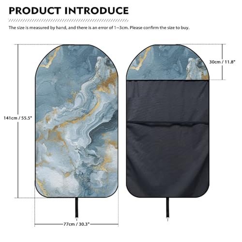 Image of Blue Marble Print Waterproof Sweating Car Seat Cover for Post Gym Workout Universal Front Seat Cover Easy to Install Universal Size Fit for Most Cars SUVs Trucks Vans