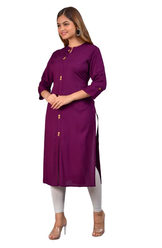 Image of NEW4U Women's Solid Rayon Straight Kurta