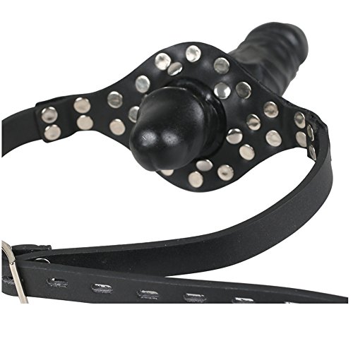 Fst Double-Cock Lockable Realistic Penis Gag, Mouth Gag With Adjustable Leather Strap, Sm Dildo Gag(Long & Short) #TOP4