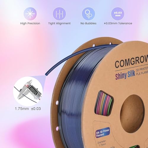 Image of Comgrow Rainbow Colors Silk PLA 3D Printer Filament, PLA Filament 1.75mm, Dimensional Accuracy + /- 0.02 mm, 1KG Spool, Coextrusion 3D Filament with Shiny Silk Rainbow Red