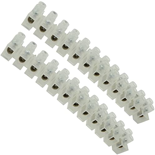 AЕRZETIX - C44988 - Lot de 2 Borniers Lustre - Sucre Electrique - 12PIN - Domino Electrique pour Conducteur 1.5mm2 - Raccordement - 3A - Prolongateur - Connecteur de fil Electrique - Couleur Blanc