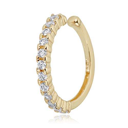 AVORA 10K Yellow Gold Simulated Diamond CZ Ear Cuff