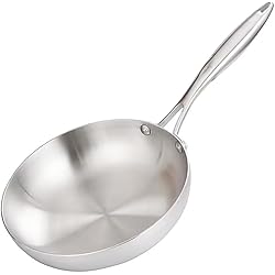 Sartenes All Clad Sartén de Acero Inoxidable 24cm, Construcción Completa 3-Ply Clad Sartén de Grado Profesional, Acabado Cepillado, Sartén para Cocinar por Inducción, Apta para Lavavajillas