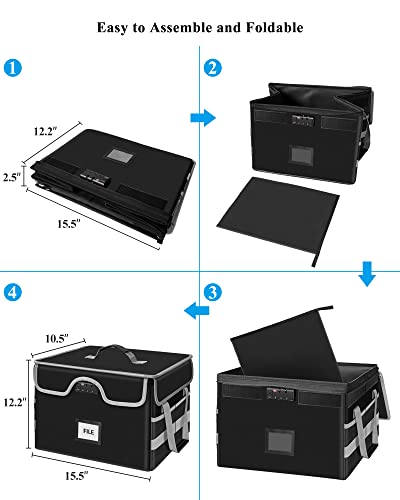 File Box Fireproof And Water-Resistant With Lock Organizer For Hanging Letter/Legal Folders, Collapsible Storage Box Filing Cabinet, Portable Fireproof Document Box With Handles (1 Layer) #TOP4