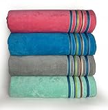 36 x 70 Hampton Beach Towel 4 Pack Resort & Hotel Pool,SPA Style 100% Cotton Solid Colors with Accen