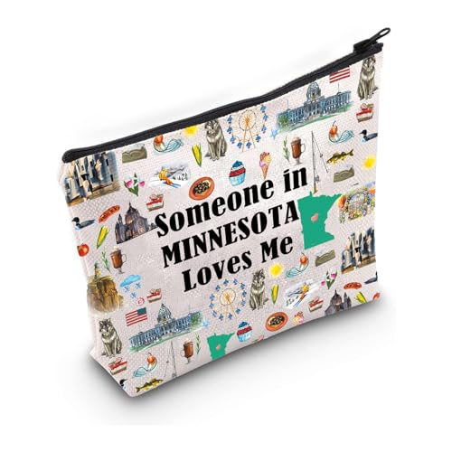 PXTIDY Minnesota Travel Makeup Bag Long Distance Relationships Gift Someone In Minnesota Loves Me Bag Minnesota Souvenir Gift