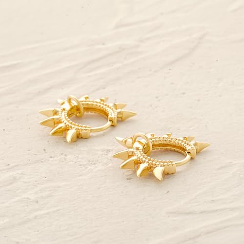 MYEARS Women Spike Earrings Gold Huggie Hoop Curved Arrow Dangle Drop 14K Small Simple Hypoallergenic Everyday Jewelry by MYEARS - Used condition - Image 6