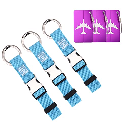 Image of 3PCS Heavy Duty Add a Bag Luggage Straps Jacket Gripper 3PCS Luggage Tag Suitcase TravelTags with Name ID Card,Carry-on Luggage Belt Baggage Suitcase Straps Belts Travel Accessories (Blue)