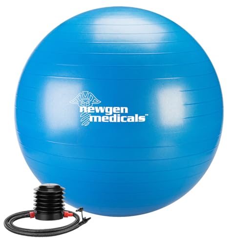 newgen medicals Yogaball: Sitz- und Gymnastikball, auch für Yoga, Anti-Platzen, 65 cm, blau (Fitnessbälle für Yoga und Pilates, Pilates-Bälle, Pumpe)