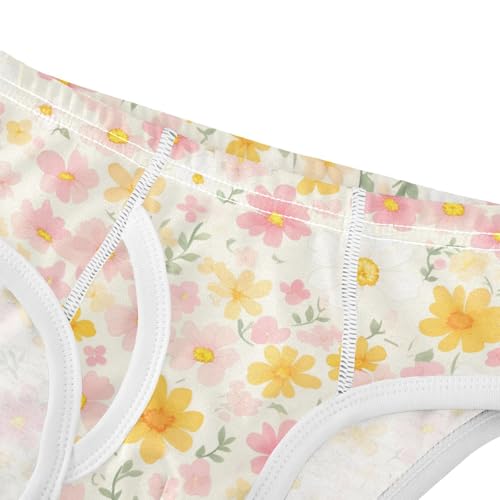 KLL Flower Pink Yellow Little Boys Pure Cotton Briefs Breathable Undies4