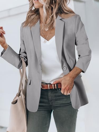 Cicy Bell Damen Casual Blazer Offene Front Langarm Elegant Arbeit Büro Jacken Blazer Dark Gray XL