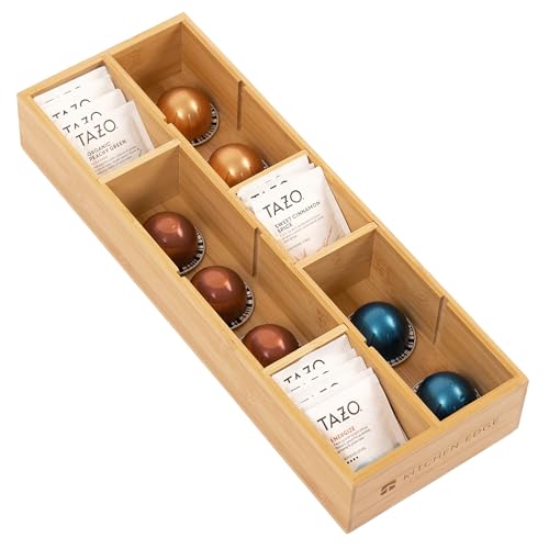 KitchenEdge Tea Bag & Coffee Pod Organizer Small Bamboo