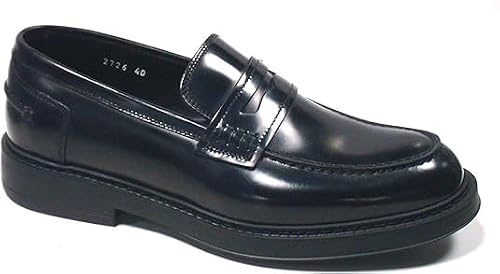 DOUCAL'S Mocassin en cuir noir pour homme, Noir , 44 EU