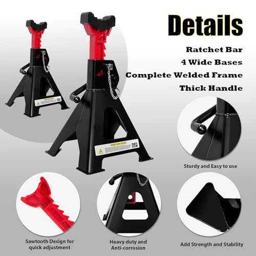 YATOINTO Macaco de 3 toneladas (3 kg) com trava de pino duplo, suporte de macaco de carro 28,5 a 42
