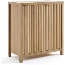 OAKHAM HOME Fluted Cabinet, Modern Sideboard Buffet Cabinet with Storage Credenza with Doors & Shelves Media Console Accent for Entryway Hallway Dining Room Living Room Golden Oak