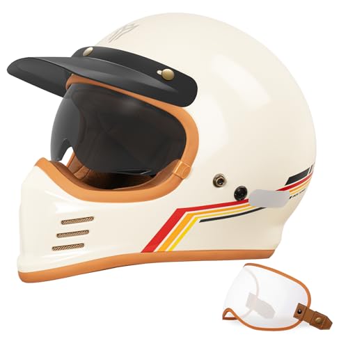 YEMA Retro Full Face Motorcycle Helmet for Adults-DOT Approved Dirt