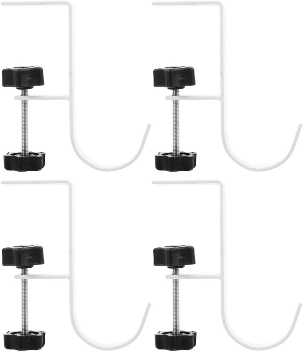 4pcs Portable Desk Hanging Hook Clamp for Handbags and Backpacks White