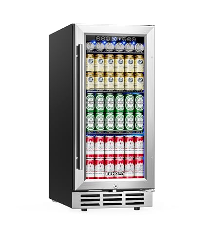 EUHOMY 15-Inch Beverage Cooler with Glass Door