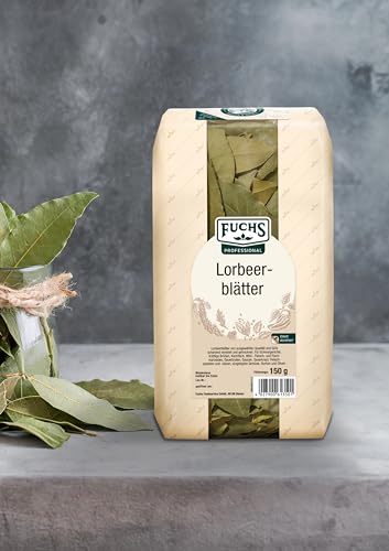 Fuchs Professional - Lorbeerblätter | Zum Würzen von Saucen, Suppen und Eintöpfen | Profi-Qualität für Großverbraucher und Gastronomie | 150 g im recyclebaren Beutel