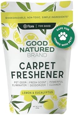 | Carpet Freshener & Deodorizer Powder | Pet Odor Eliminator for Strong Odor & Pet Urine | Fresh Natural Lemon & Eucalyptus Scent | Biodegradable, Safe for Homes with Pets – 31oz