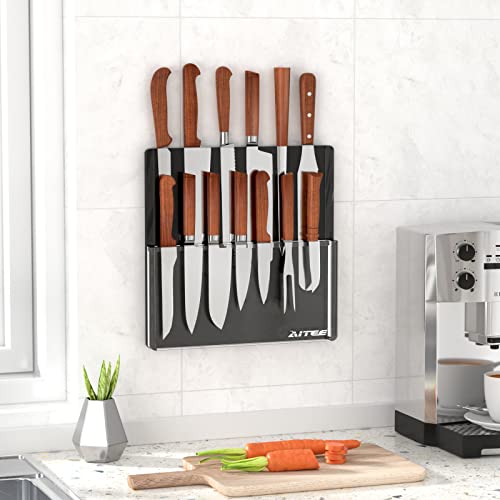 Aitee Acrylic Knife Holder For Wall, Clear Knife Block With Protection Shield For Kitchen Multifunctional Storage, Double-Layer Dust-Proof Storage Knife Holder For Knife Organize And Storage #TOP4
