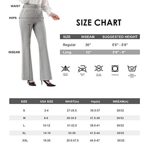 Puweer Women's High Waist Dress Pants With Pockets, Stretch Work Pants For Women, Dress Slacks For Women Work Casual, Light Grey, Small #TOP5