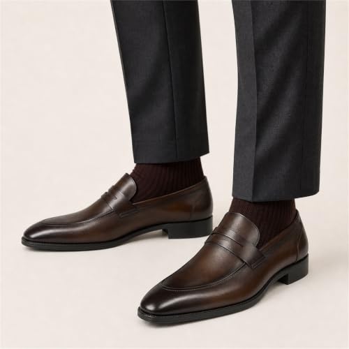 Image of GIFENNSE Men's Dress Shoes Slip-On Loafers Formal Leather Shoes for Men