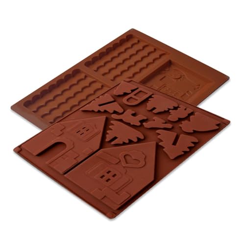 Stampo 3D a forma di casa di pan di , stampo per torte a forma di casa di pan di , 2 stampi in silicone per dolci natalizi, antiaderente, per uso alimentare, per dolci