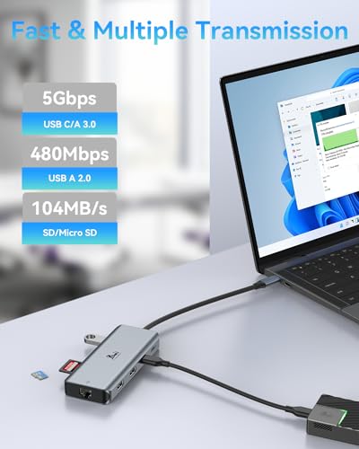 Lionwei LIUC0305 Usb C Hub To Dual Hdmi Docking Station With Ethernet Port, Usb C Adapter Dual Monitor With 2 Hdmi, 100W Pd, 3 Usb And Sd/Tf Card Reader For Macbook Pro Air, Dell Xps, Hp And More Type-C Laptops thumb #5