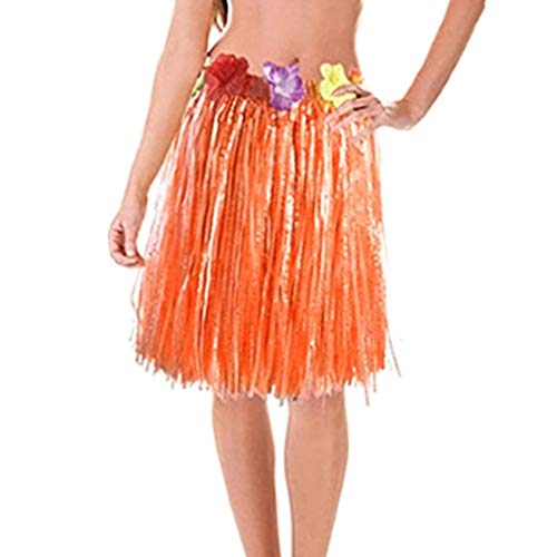 COMVIP Jupe Hawaïenne Adulte Enfant Costume Déguisement Tahitienne Soirée Fête 80cm Orange Cover