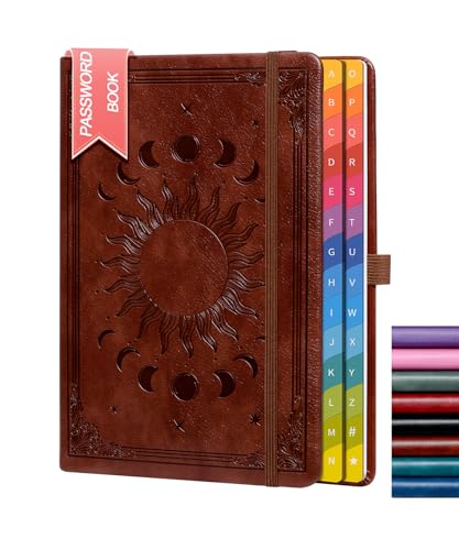 Carnet de mot de passe avec onglets alphabétiques colorés, couverture rigide, collection de mots de passe Internet pour les logins d'adresses