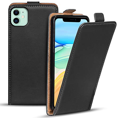 Verco Flip Cover für iPhone 11 Hülle, Flipstyle Schutzhülle für Apple iPhone 11 Hülle Kunstleder Tasche vertikal klappbare Handyhülle, Schwarz