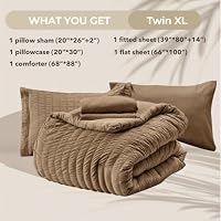 HYMOKEGE Brown Twin XL Comforter Set Seersucker 5 Pieces, All Season Luxury Bed in a Bag for Bedroom, Bedding Set with Comforter, Sheets, Pillowcase & Sham — image 5