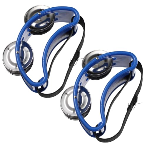 Alasum 2 Stück Fußtamburin mit Klingeln Edelstahl Schellen Musikinstrument für Tanz Party