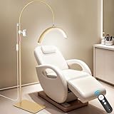 MEIAOELEC Lash Light, Flexible Half Moon Light with Phone Holder for Eyelash Nail Art Tattoos Skincare, 5 Color Temperatures & Brightness Setting LED Floor Lamp, Height Adjustable Esthetician Lamp