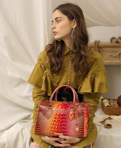 Image of Makcr Joacbv Top-Handle Crocodile Purses For Women Crossbody Leather Bags Trendy Large Capacity Tote with Shoulder Strap