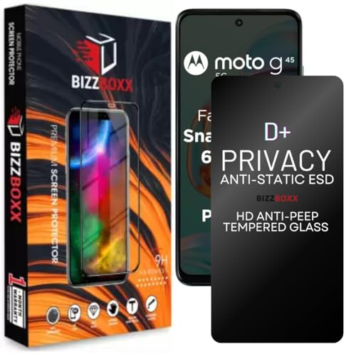 Image of Compatible with Motorola g45 5G, Motorola G34 5G Privacy Screen Protector - Anti-Spy Tempered Glass, Scratch Resistant, Privacy in Public Spaces (For Moto G34, G45) - Pack of 1