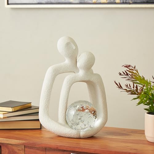 Escultura Decorativa Abstracta Blanca de Polystone 10x7x15 pulgadas miniatura 2