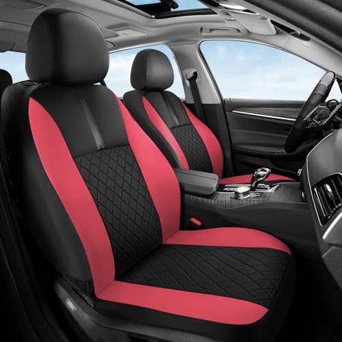 Image of Coverado Car Seat Covers Front Pair, Automotive Leather Seat Covers for Car，Universal Fit Front Back Seat Cover, Non-Slip Waterproof Breathable Car Seat Protector