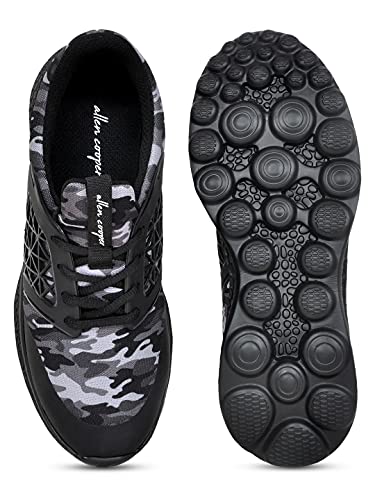 Image of Allen Cooper Mesh Training,Walking, Gym,Cricket Running Sports Shoes for Men - Black (1 Pair)