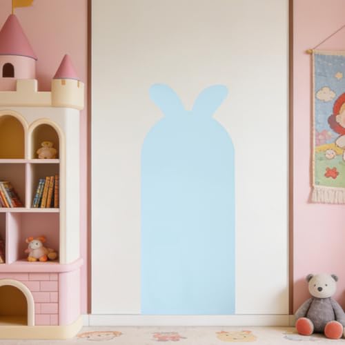 Sticker Tableau Blanc Effaçable 101x41 cm Bleu Ciel Lapin - 6