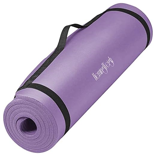 HemingWeigh Extra Thick Yoga Mat for Women and Men With Strap, 72x23 in Large Non-slip Exercise Mat for Home Workout Outdoor Training Pilates Stretching, 1/2 Inch, Purple