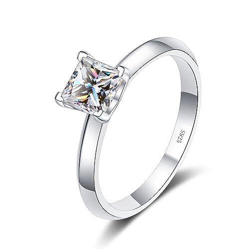 Bague moissanite 2ct coupe princesse, l'alliance de fiançailles idéale en blanc, vert ou rose.