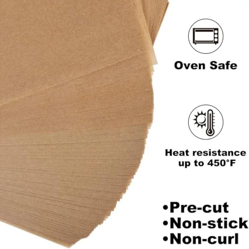 Image of 300 Pack 8x8 Pre-Cut Parchment Paper Sheets - Non-Stick, Food-Grade Baking Paper for Square Cake Pans - Heat & Grease Resistant