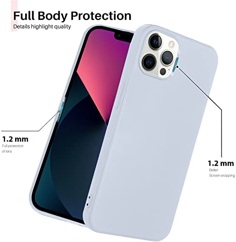 Image of VONZEE Microfiber Candy Case Compatible for iPhone 12 Pro Max (6.7 inch) Shockproof Slim Back Cover Liquid Silicone Case - Sea Grey
