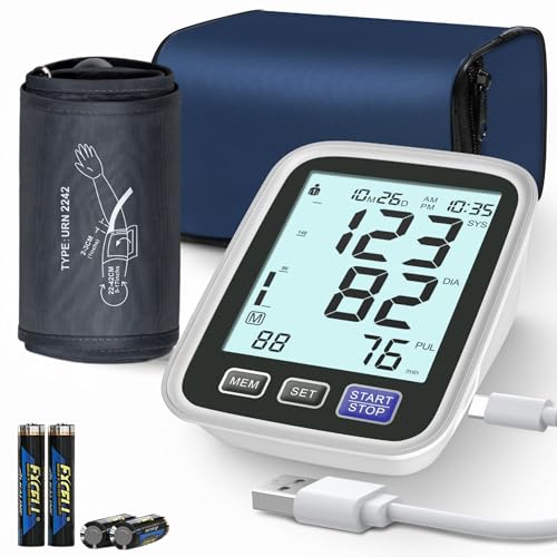 Image of Blood Pressure Machine Upper Arm, 9-17 Inches Cuff Fits from Medium to Large Arms, Accurate Automatic Digital BP Kit Home Use, BP Monitor 2-User Mode, 4 AAA Alkaline Batteries Included